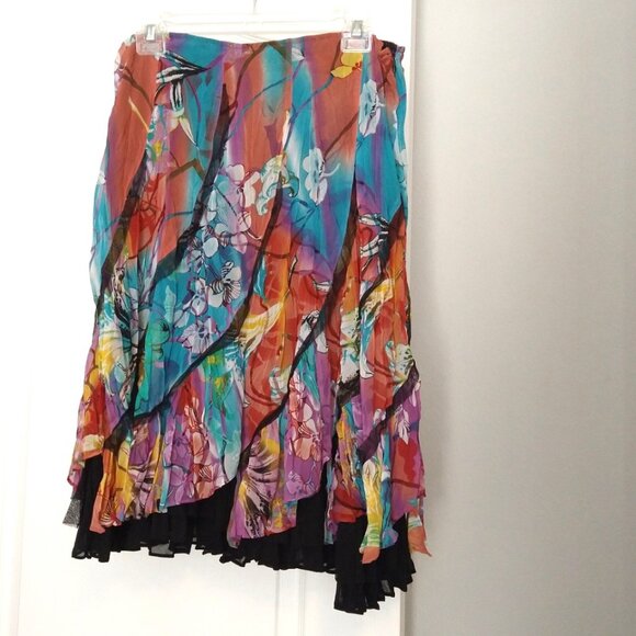 Alberto Makali - Floral Fluffy Ruffled Asymmetrical Swing Skirt - 12 - Picture 2 of 9